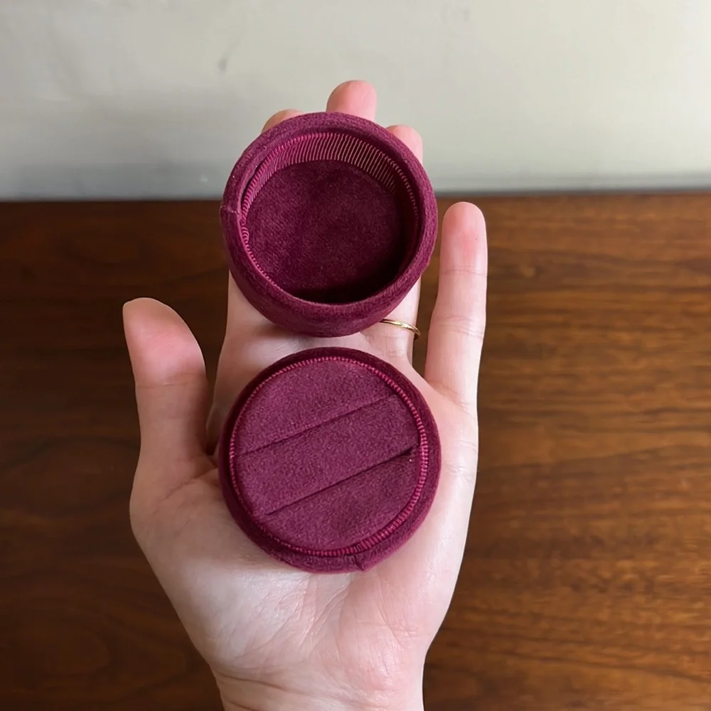 Handmade Burgundy Velvet Ring Box